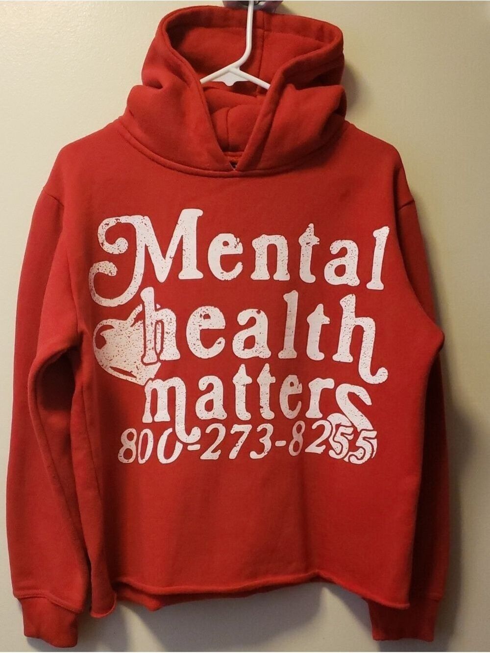 Mental Health Matters Red Hoodie Cropped Sweatshirt